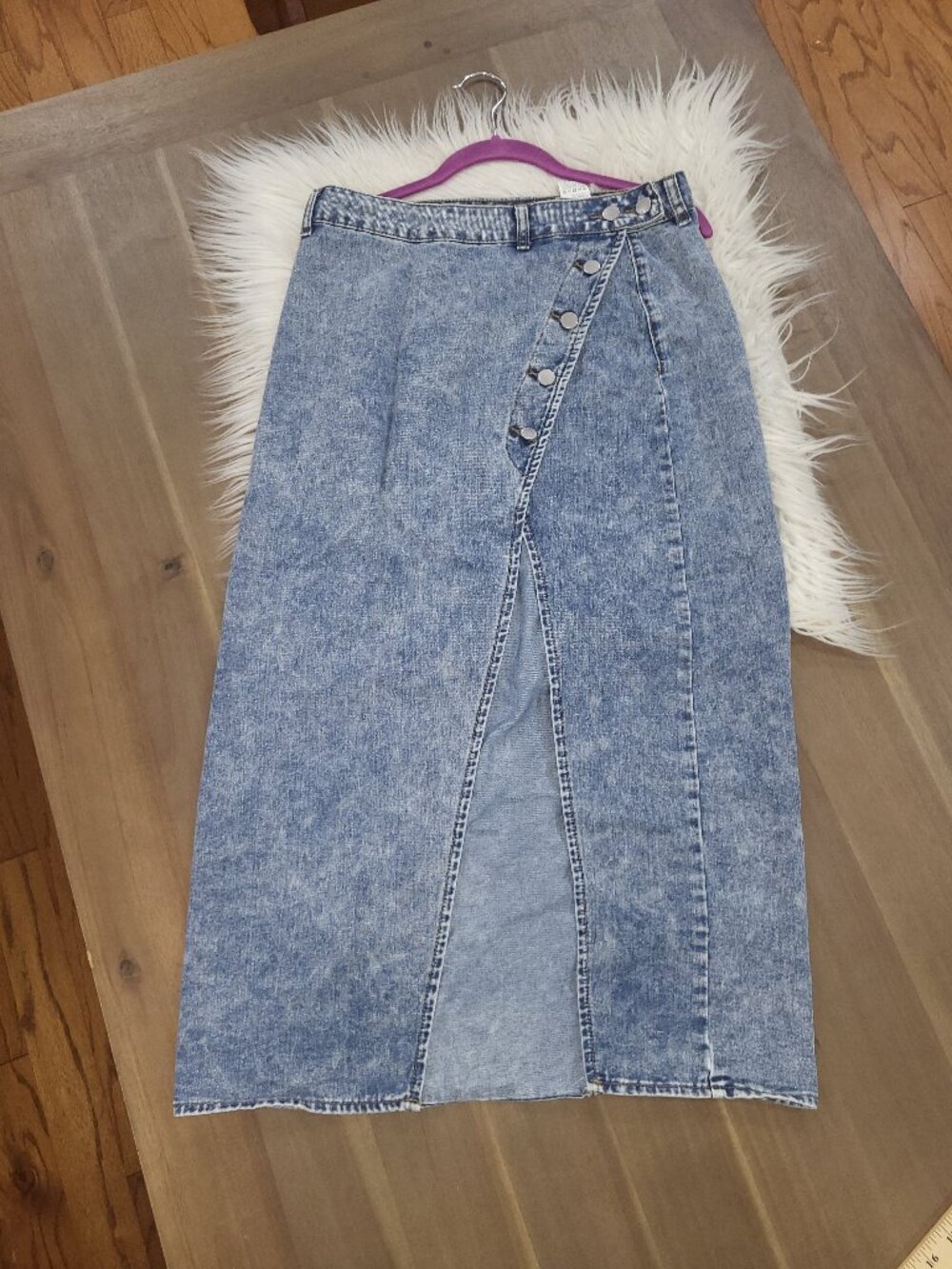 Women's Denim Wrap Skirt Blue Jean Button Front Midi Maxi Skirt Size M Shein